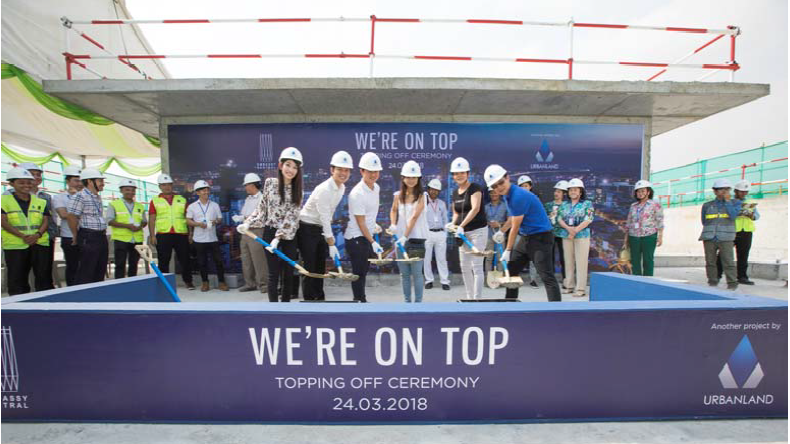 Embassy central reaches the top of their 25-story condo tower in BKK 1