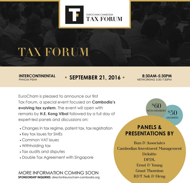 Join the Eurocham Cambodia Tax Forum, September 21